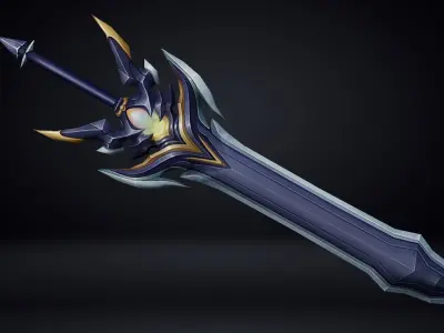 Futuristic Sword Low-poly 3D model 5