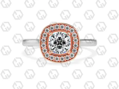 Ring 182 Cushion Shape Cathedral Halo with Gems 3D print model