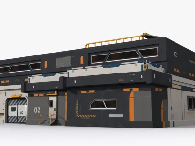 Sci-Fi Industrial x5 Low-poly 3D model