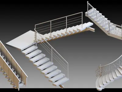 40 Stairs- Vol 02- Kitbash- High detail 3d models 3D model