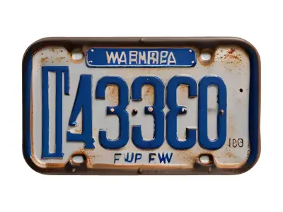 Vintage Rusty Metal License Plate 3D model