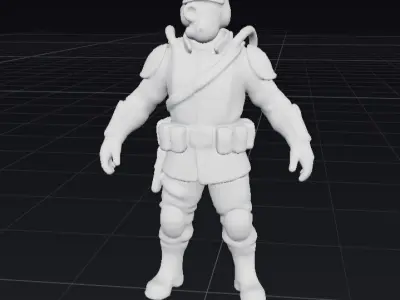 Steampunk Military Soldier Low-poly 3D model