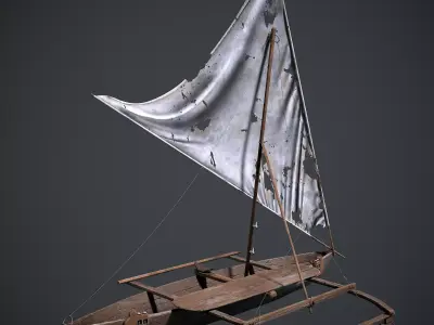 Old Ship Low-poly 3D model