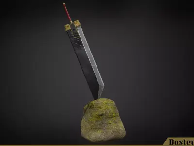Final Fantasy VII Buster Sword Low-poly 3D model