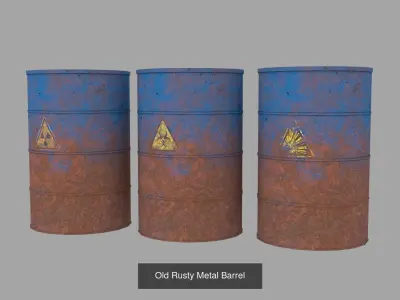 Old Rusty Metal Barrels 3D Model Pack