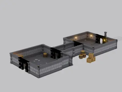 low-poly dungeon 3D model Low-poly 3D model