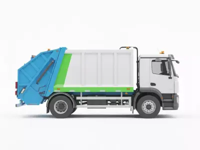 Modern Refuse Collector Garbage Truck Low-poly 3D model