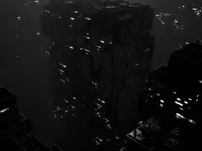 Sci fi night city building 6 Low-poly 3D model