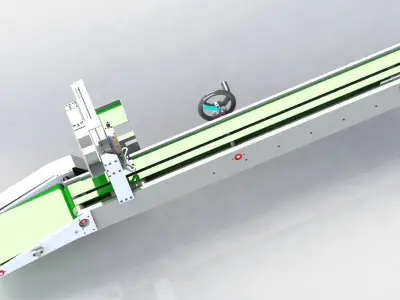 Adjustable distance conveyor for loading and unloading machine 3D model