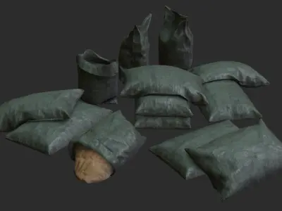 Military Sand Bags Assets 01 Low-poly 3D model