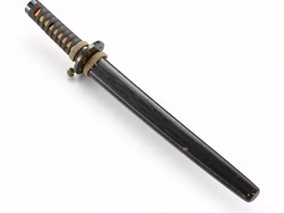 Japanese Tanto Short Sword Scabbard Low-poly 3D model