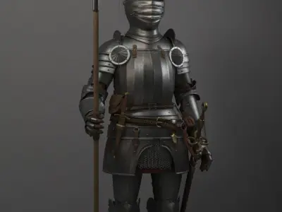 Knight in armor 3D model 4