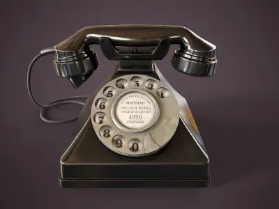 Vintage Rotary Phone Low-poly 3D model