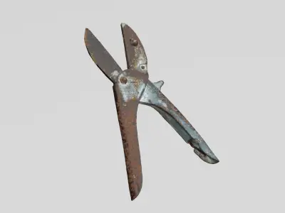Rusty Tool Secateurs 3D scan PBR 4K textures Low-poly 3D model