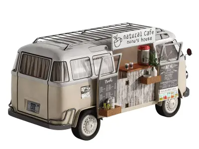 Vintage Coffee Food Truck Van 3D model