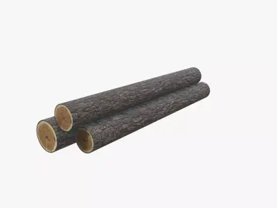 Medieval Log Stack Low-poly 3D model
