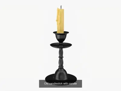 Antique candlesticks with candles 3D Model Pack