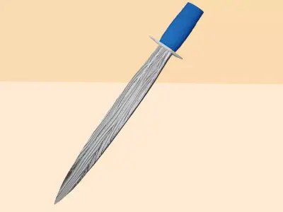 Dagger from damascus steel Low-poly 3D model
