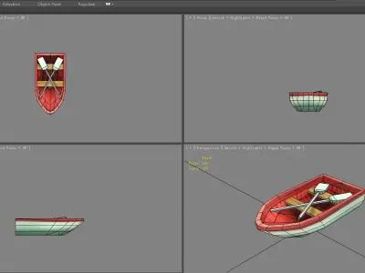 Cartoon small wooden boat Low-poly 3D model