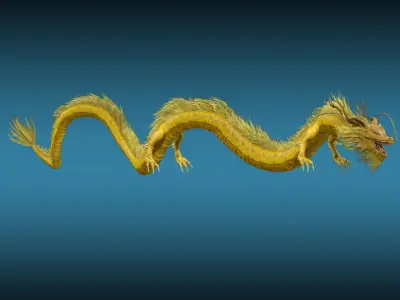 Golden Chinese Dragon 3D model
