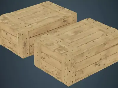 Wooden Box 4A Low-poly 3D model