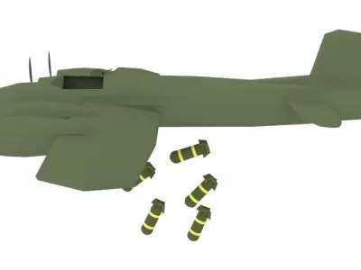 Bomb Plane WW2 - B17 USA - Low Poly Low-poly 3D model