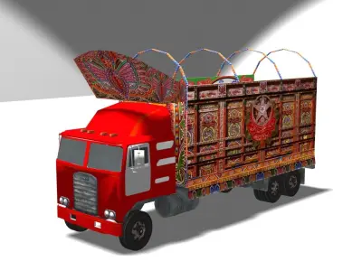 Low Poly 3D Pakistan Truck Collection 2025 Low-poly 3D model