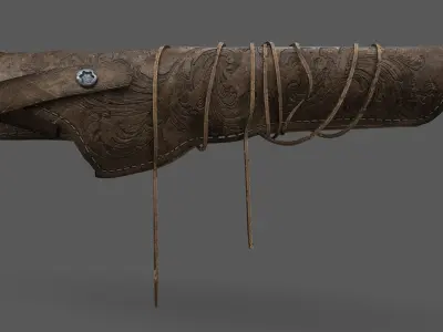 Holster and Colt Dragoon 1848 Low-poly 3D model