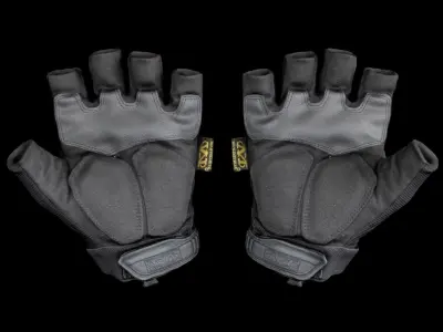 Military gloves half-finger of color black 17 Low-poly 3D model