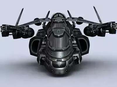 3DRT - Sci-Fi Gunship 6  Low-poly 3D model
