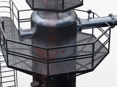 4K Scan Rusty Factory Exhaust pipe Low-poly 3D model
