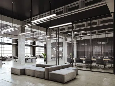 Interior scene loft office 06 3D model
