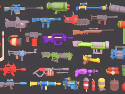 Weapons - Low Poly Weapons pack by Ake Low-poly 3D model