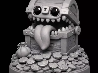 Mimic Chompy Treasure Mimic 32mm Cute Fantasy STL 3D print model
