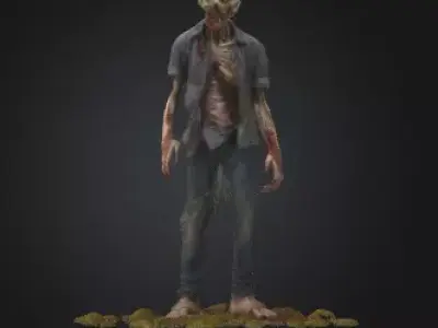 Zombie 3D Model Realistic Horror Sculpture Free 3D print model get