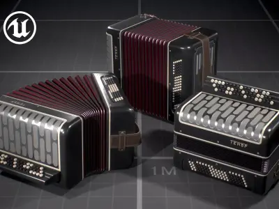 Soviet Button Accordion Low-poly 3D model