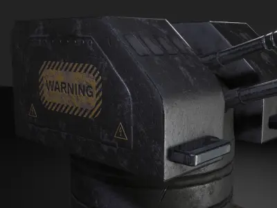 Realistic Turret with two guns on concrete podium gameready Free low-poly 3D model