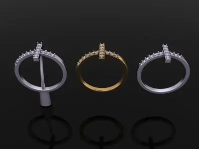 Diamond Cross Band Ring 3D print model