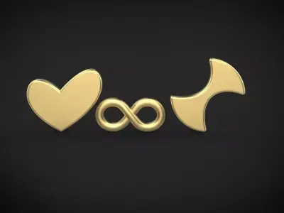 infinity-heart-circle part for pendant and earing model 3D print model
