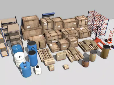 Warehouse Props Pack 1 unreal asset Low-poly 3D model