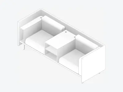 Sofa - Contemporary - Flame - Medium - Central Shelf Low-poly 3D model buy