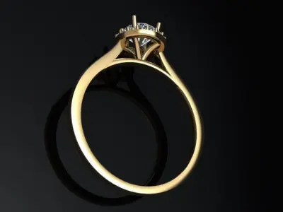 Round Halo Diamond Engagement Ring Flush Set Ready 3D print model
