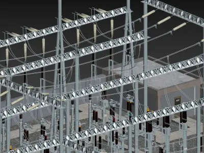 SCI FI Model 220kV Substation- Super Detailed Low-poly 3D model purchase