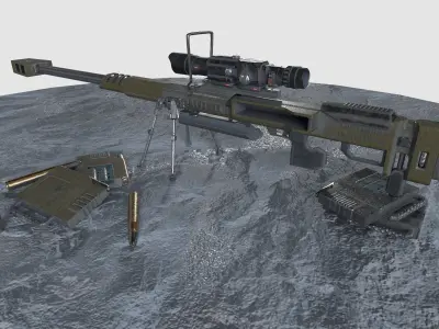 Weapon hard surface machine gun Low-poly 3D model