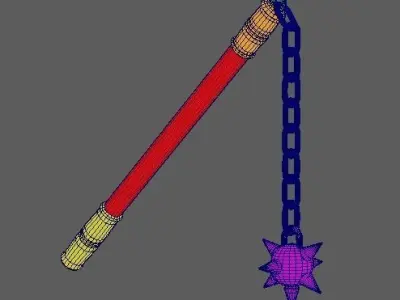 A mace on a chain PBR  Low-poly 3D model Low-poly 3D model