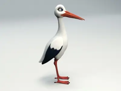 cartoon stork Low-poly 3D model
