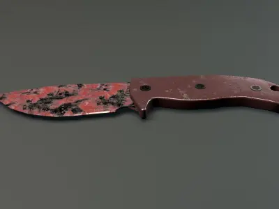 Military Tactical Bloody Knife Low-poly 3D model