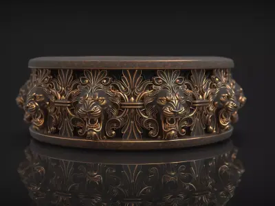 Baroque Gothic Ornamental Royal Victorian Lion Head Band 3D print model