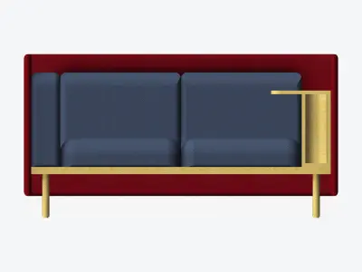 Sofa - Contemporary - Flame - Small Work Shelf - Right Low-poly 3D model