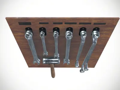 Industrial Tools Hanging Rack Low-poly 3D model